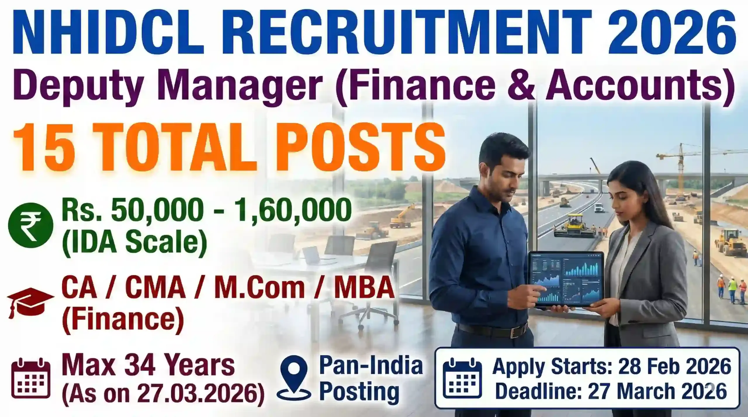 NHIDCL Deputy Manager Finance Recruitment 2026 - Notification Out